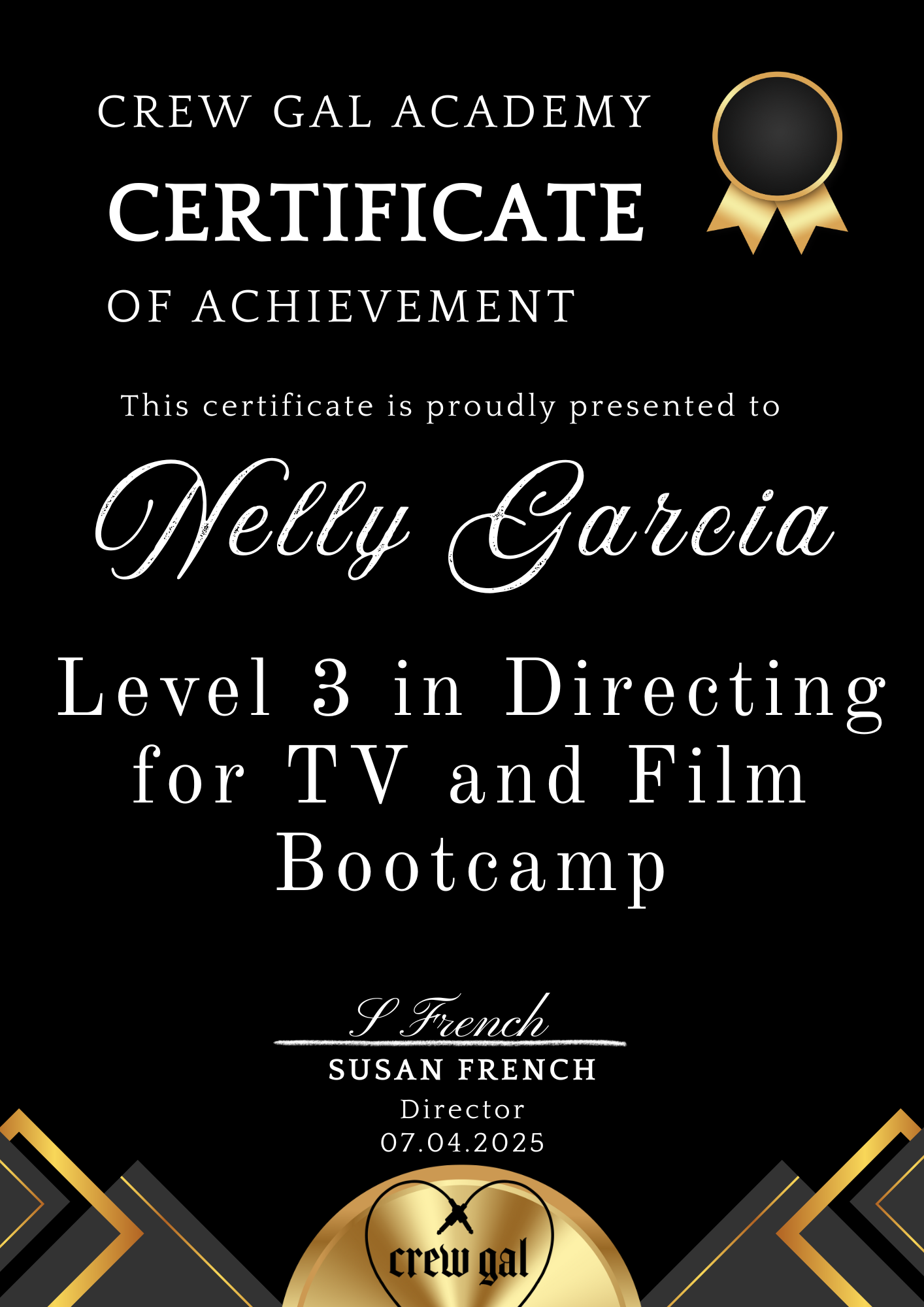 Crew Gal Certificate